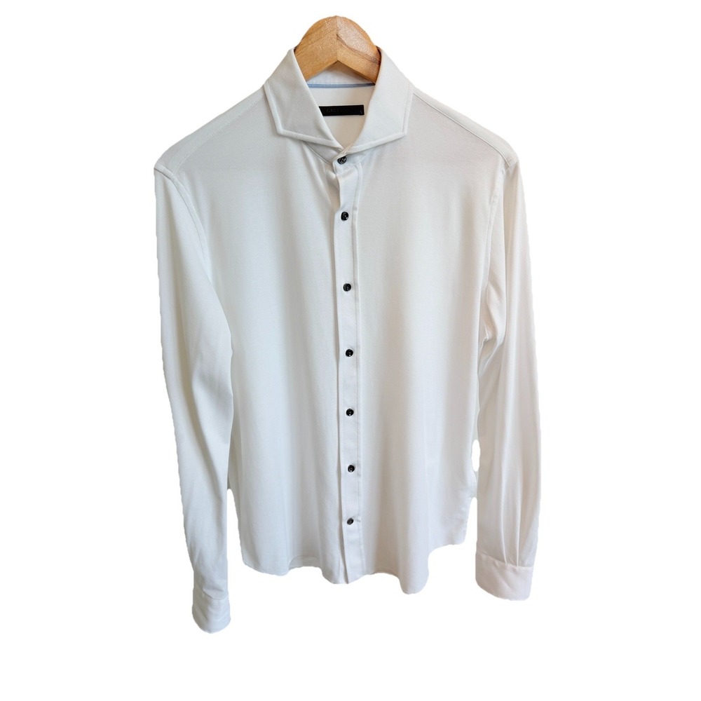 Greyson Button Down Brrr White Long Sleeve Collard Performance Shirt Size Small